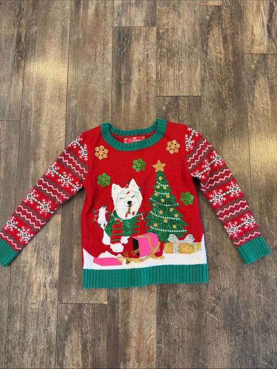 32 Degrees Other - 32 Degrees Red Holiday Sweater with White Dog and Green Tree